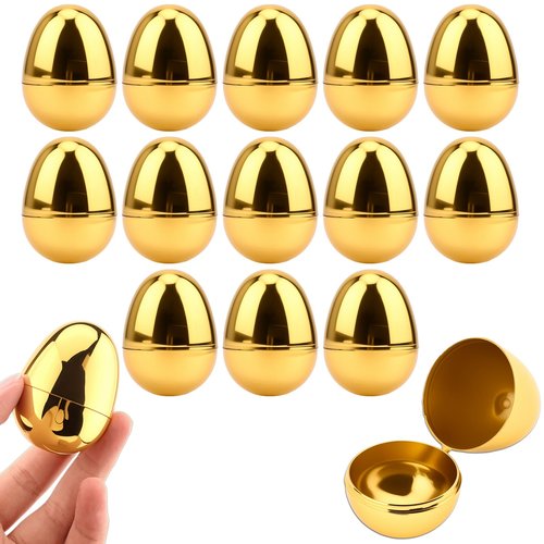 15 Pcs Fillable Golden Eggs Easter Plastic Empty Large DIY Crafts Hunt Games Party Favor Stuff