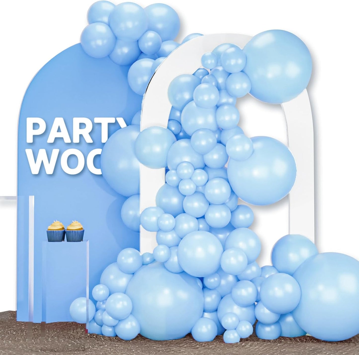 PartyWoo Light Blue Balloon Arch Kit - 120pcs in Various Sizes for Birthday, Gender Reveal & Baby Showers