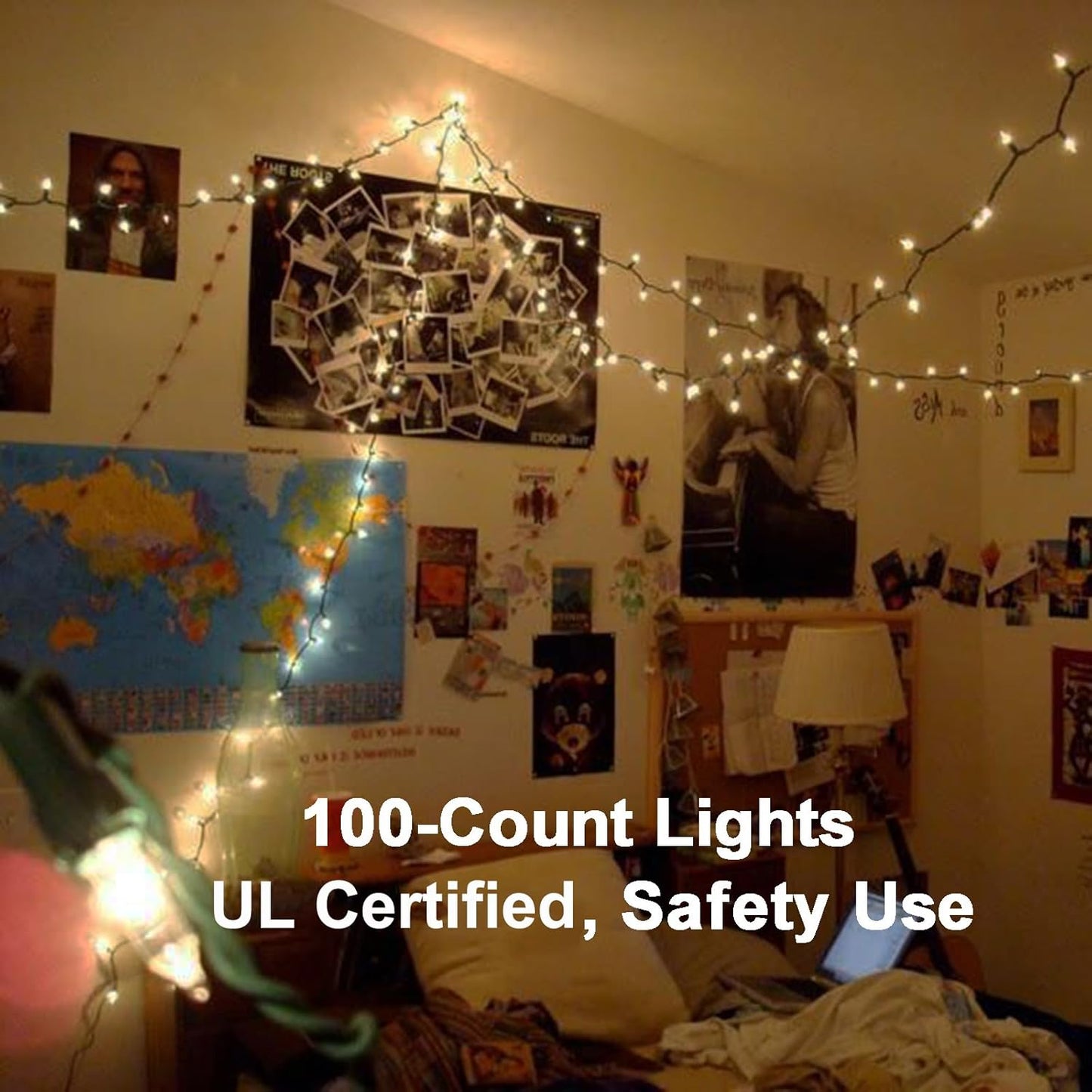 ODEETRONIC Christmas Lights - 100 Count Clear Incandescent String Lights | 21.63ft Warm White Indoor/Outdoor Decor