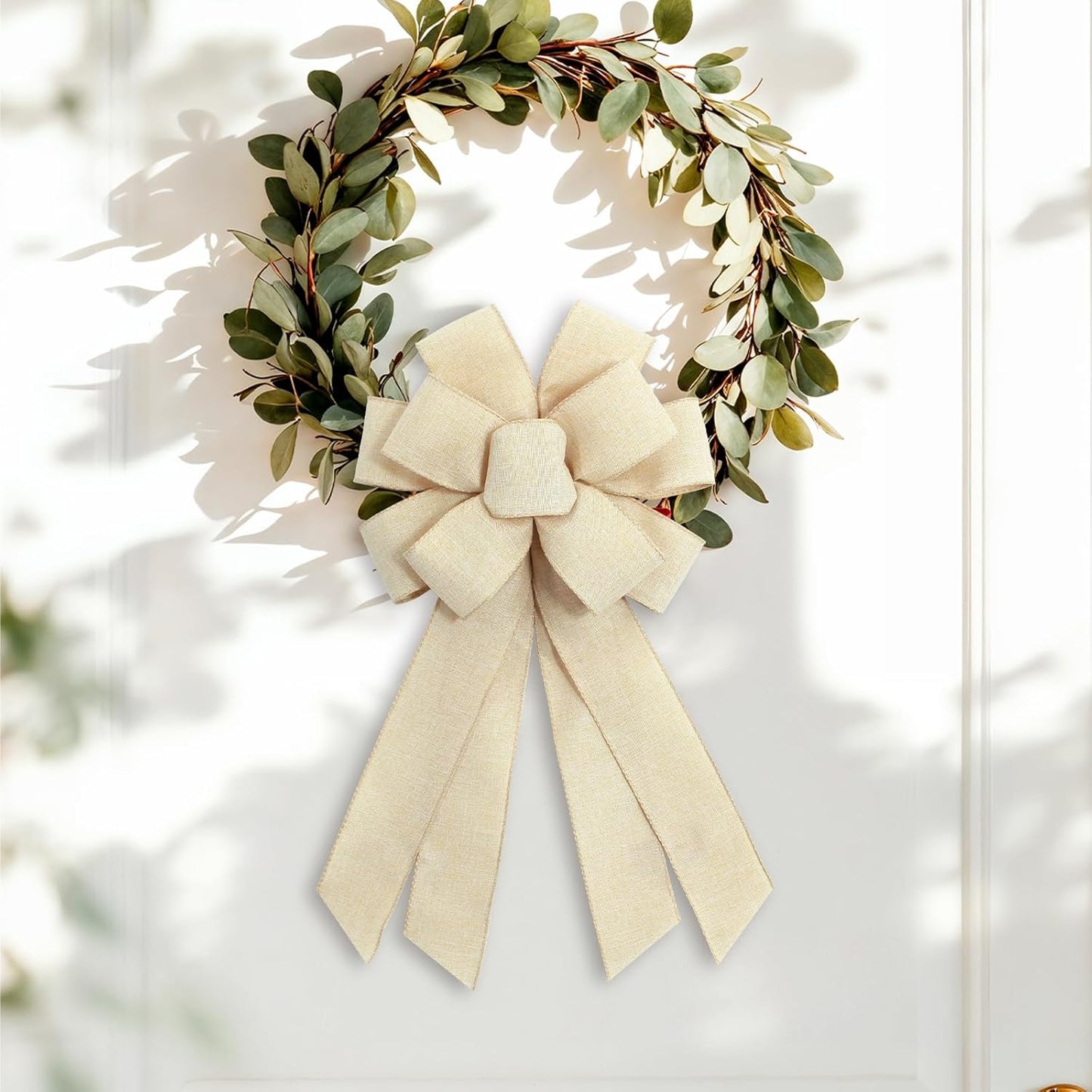 Natural Burlap Wreath Bow - Perfect for Birthdays, Anniversaries & Weddings | Home Front Door Decor