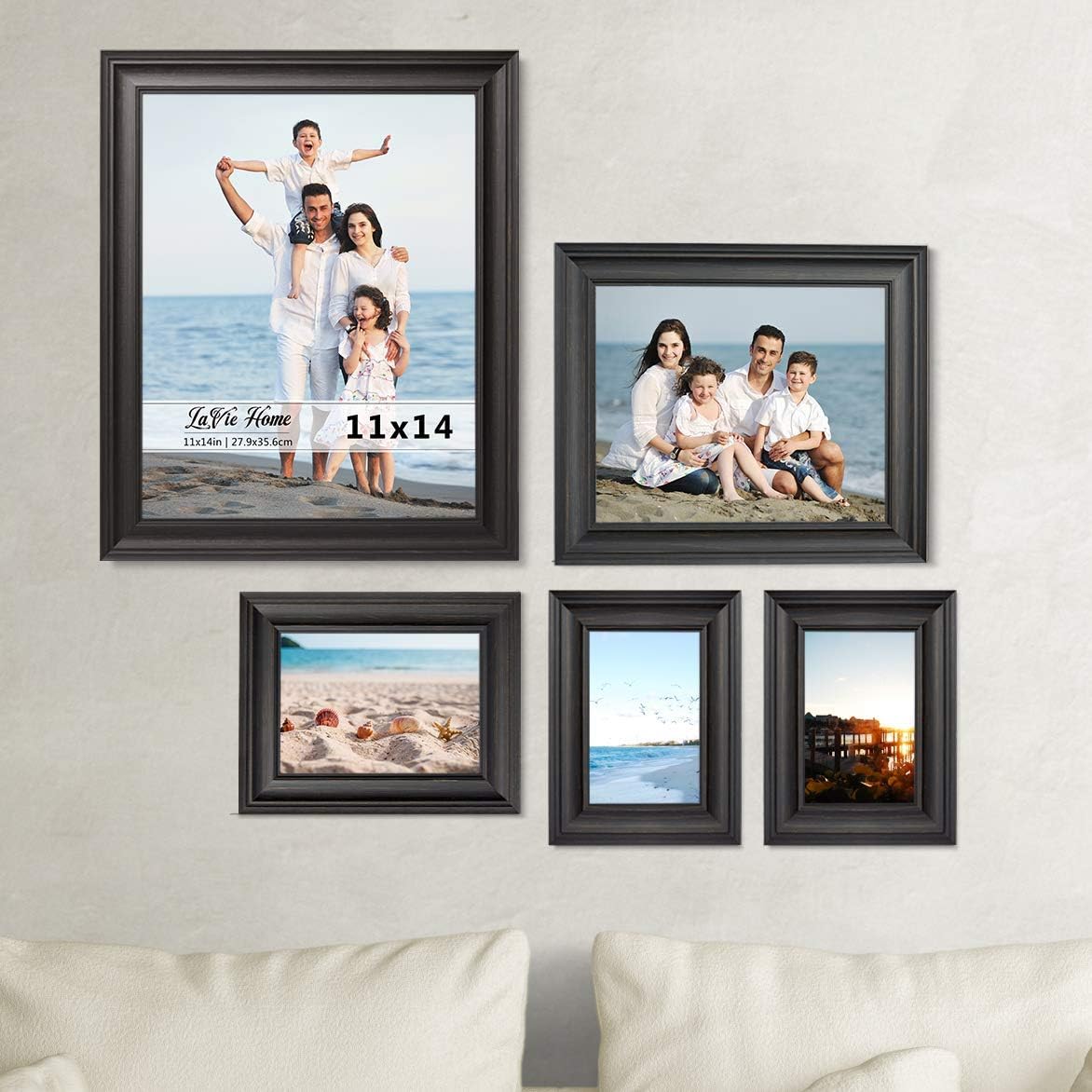 LaVie Home 8x10 Picture Frame - Rustic Black Design with Tempered Glass for Wall Mount & Tabletop Display