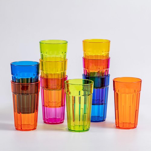 Honla 10 oz Highball Glasses,Set of 10 Small Plastic Drinking Glasses,Unbreakable Plastic Tumblers Water Juice Cups in 5 Assorted Colors