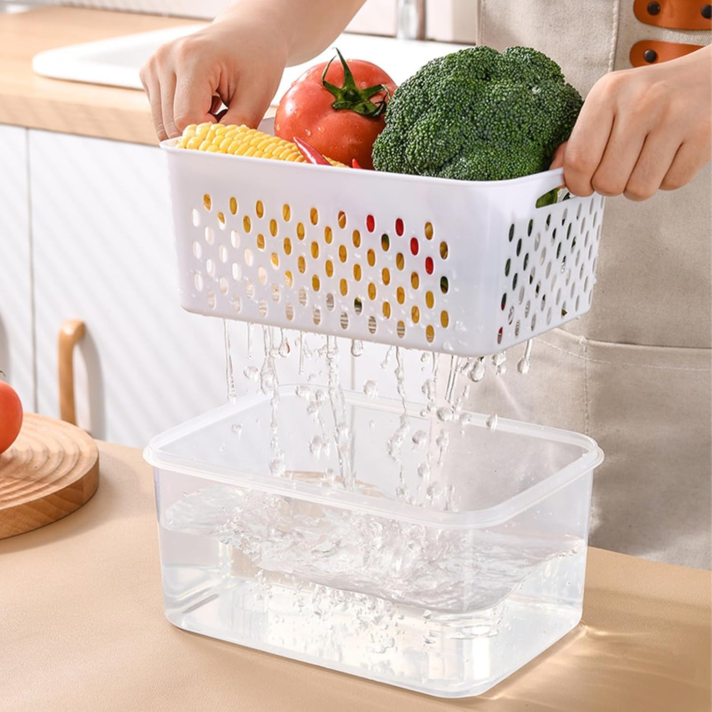 Skiennix 3 PCS Fruit Storage Containers - BPA-Free Plastic with Removable Strainer Lid for Fresh Berries
