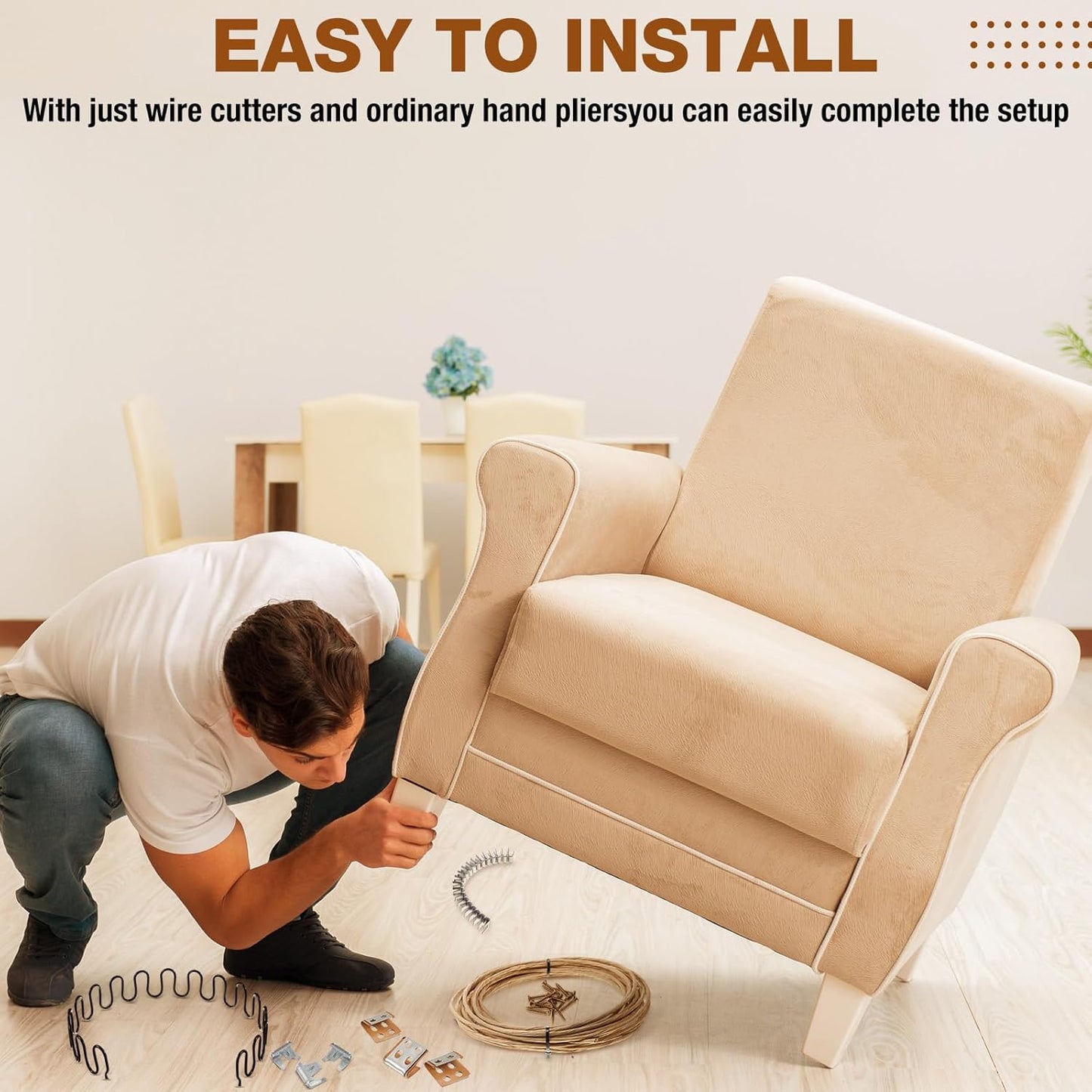 MorningRo 27'' Couch Upholstery Spring Repair Kit - 8 Heavy-Duty Springs & 16 Clips for Sagging Cushions