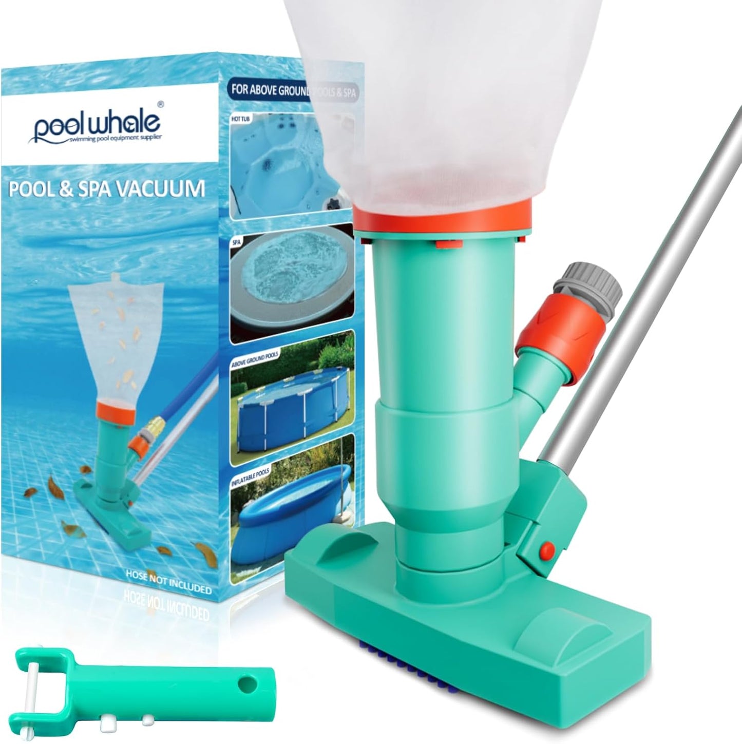 Premium Pool Vacuum Jet Underwater Cleaner - 3 Scrub Brushes, 2 Fine Mesh Bags, 56.5" Telescopic Pole for Above Ground Pools, Spas & Ponds
