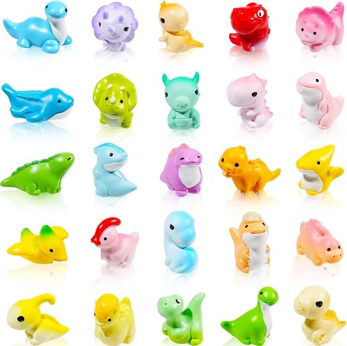 Exasinine Mini Dinosaur Figurines Set - 25 Pcs Resin Animals for DIY Terrariums & Fairy Gardens