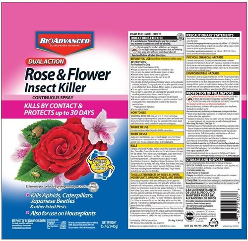 BioAdvanced Dual Action Insect Killer - Continuous Spray for Roses & Flowers | 15.7 oz
