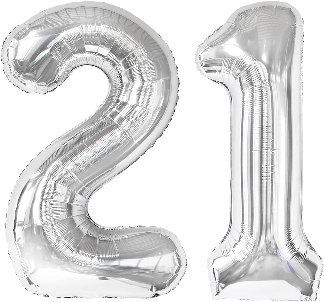 Silver Number 21 Balloon - 40 Inch 21st Birthday Decoration for Kids & Adults | Perfect Party Supplies