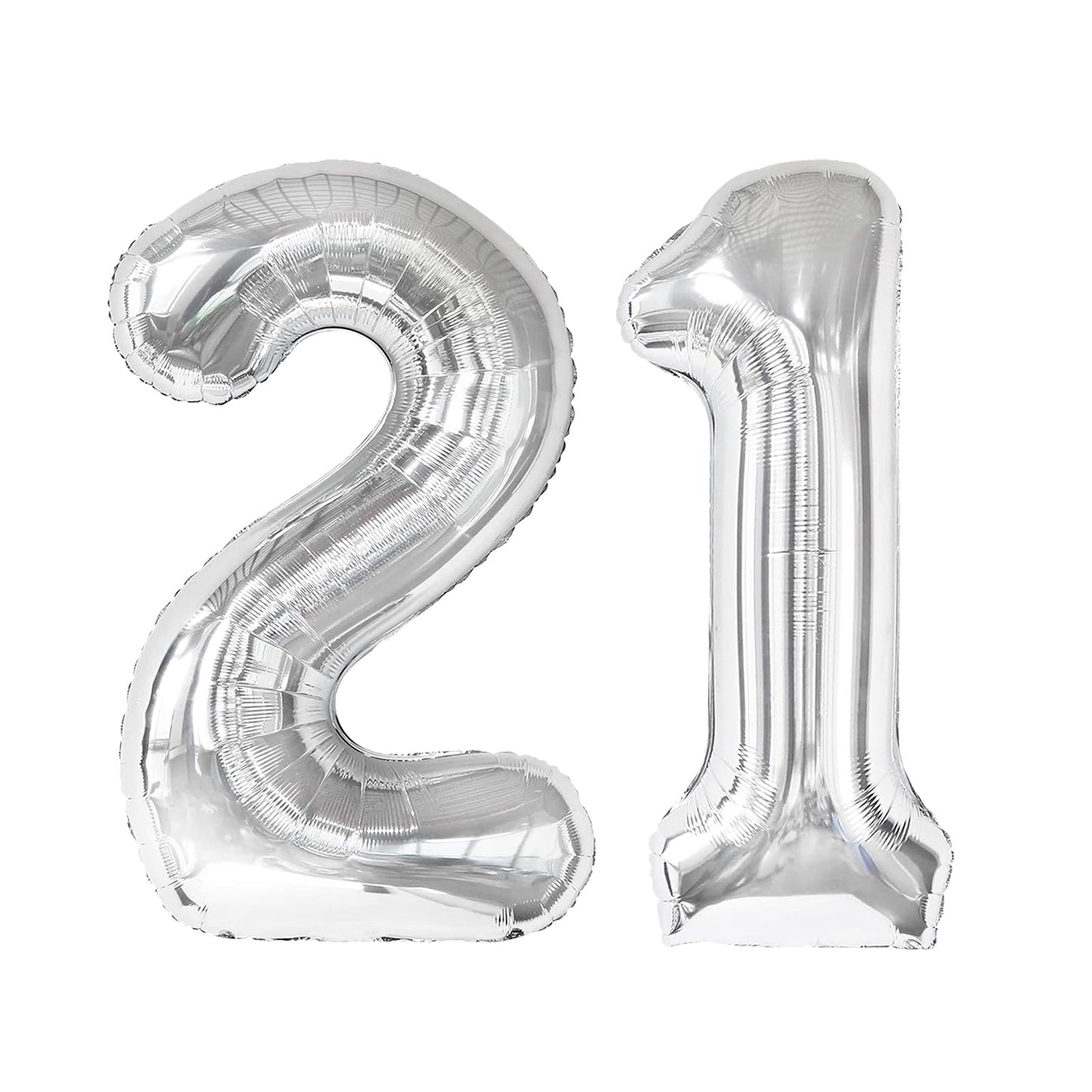 Silver Number 21 Balloon 40 inch, 21 Number Balloons, 21st Silver Birthday Decorations for Girls Boys Kids, 21 Year Old Women Men Silver Party Supplies