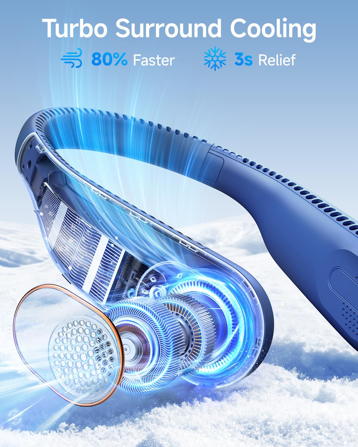 SWEETFULL Portable Neck Fan Bladeless Personal Fan 4000mAh Rechargeable Battery Operated Wearable Small Fan,360° Cooling Airflow, 3 Speed Neck Cooler for Women Men (4000mAh, Black)