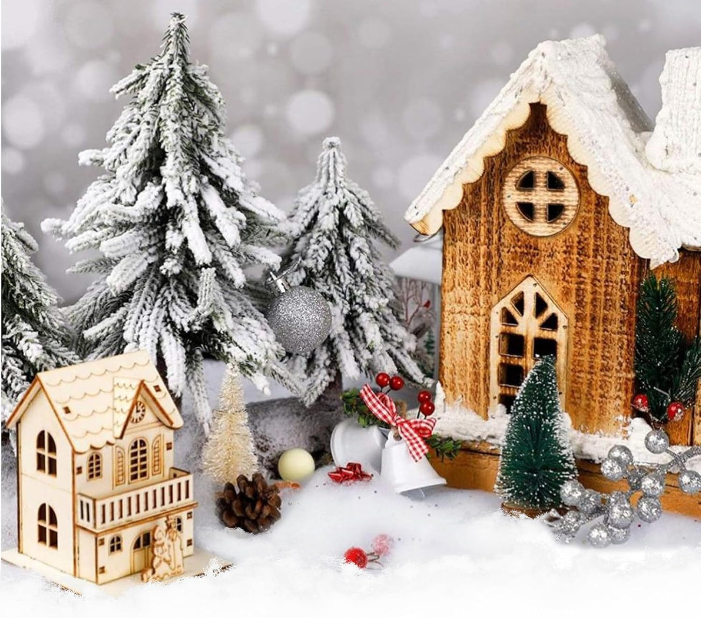Skiennix Fake Snow Blankets - Perfect for Christmas Village Decor | 2 Pcs, Each 31.5 x 94.5 Inches
