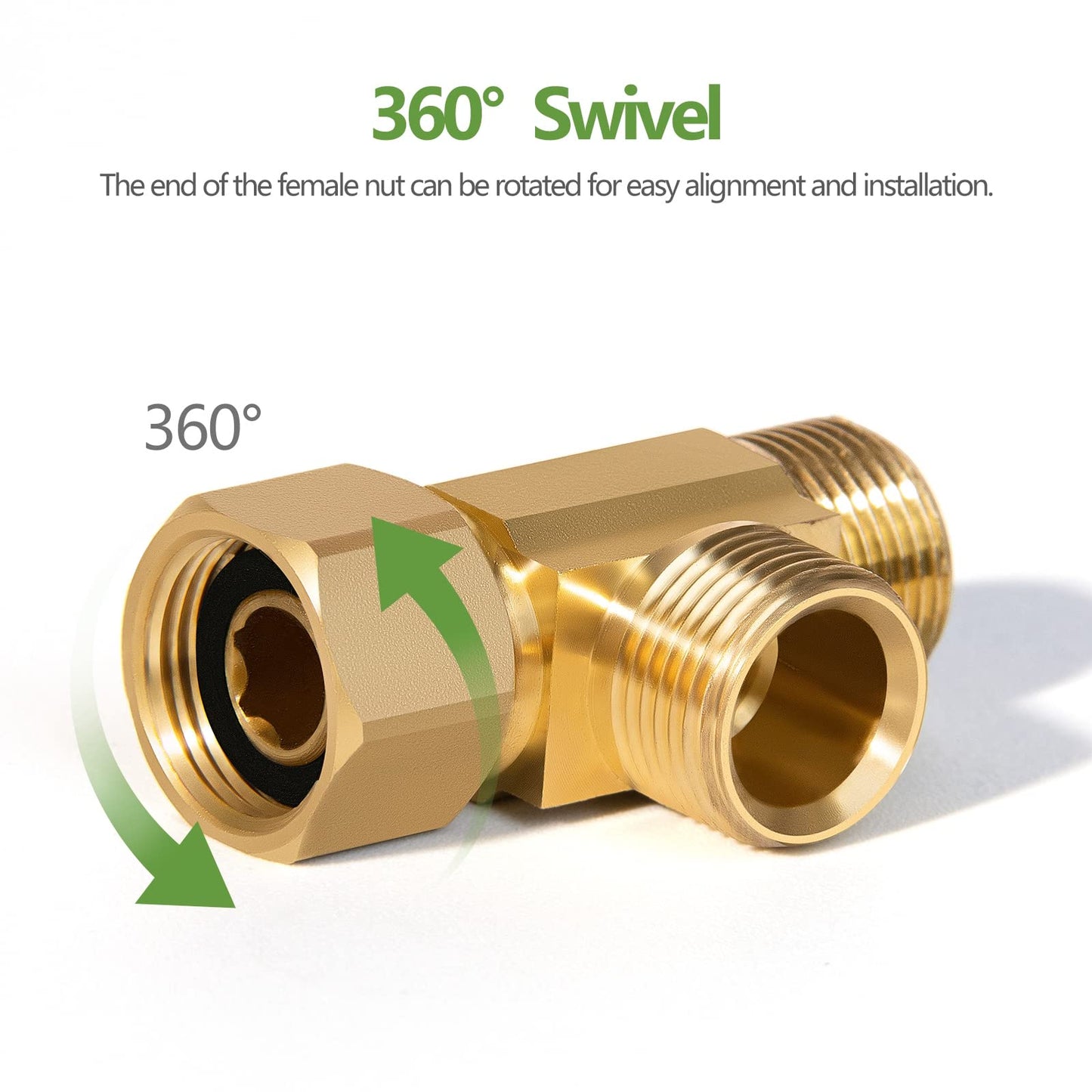 Litorange Brass Angle Stop Add-A-Tee Valve - 3/8" Compression Inlet by 3/8" & 1/4" OD Compression Outlets