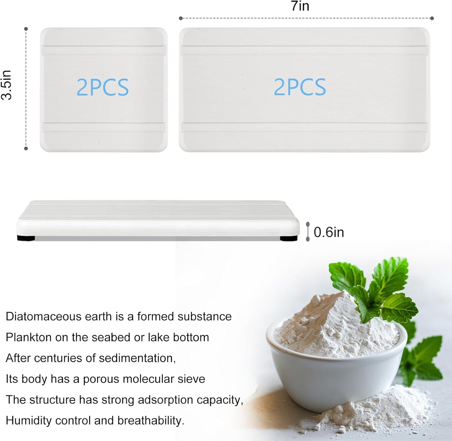 Skiennix 4PCS Stone Drying Trays - Water Absorbing Diatomaceous Earth Soap Dish Set for Kitchen & Bathroom