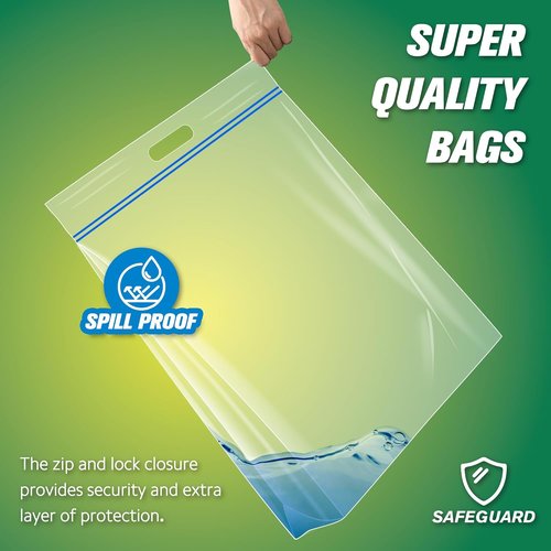 HIBAG Jumbo Storage Bags - 25 Gallon Resealable Clear Bags with Handle | Extra Large Heavy Duty, Pack of 3