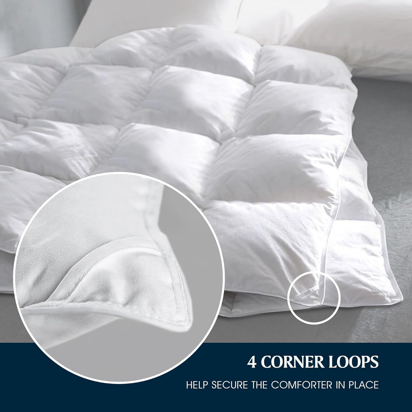 Serta Goose Feather Down Comforter | Queen Size 100% Cotton Duvet Insert - Luxury Hypoallergenic Bedding, 90 x 90 Inch White