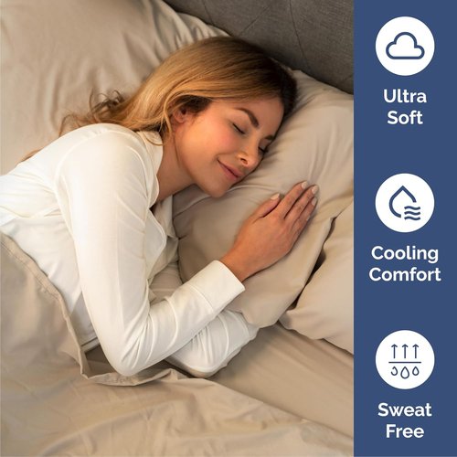 Cal King Size 4 Piece Sheet Set | Skiennix Comfy Cooling Bed Sheets - Ultra-Soft, Wrinkle-Free, Deep Pockets - Luxury Bedding in Cream