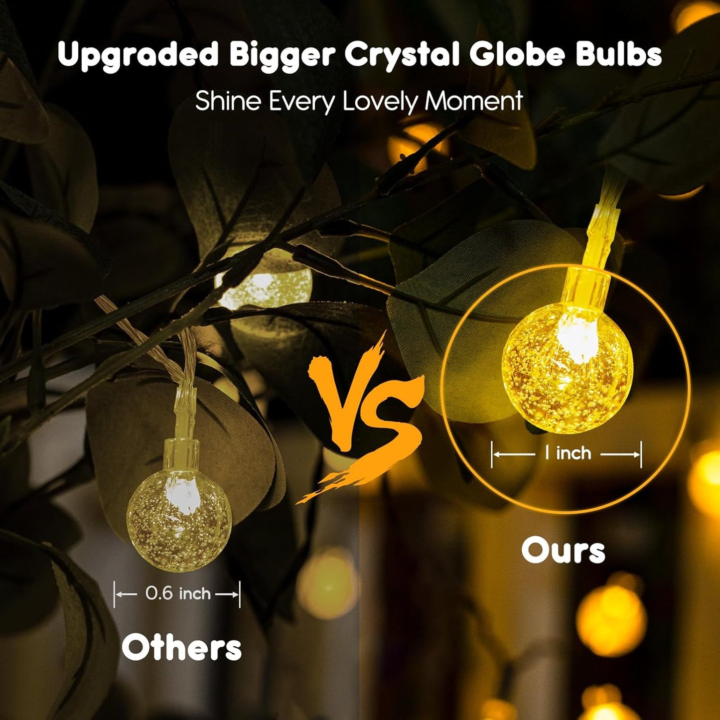 Minetom Crystal Globe String Lights - 30 LED Battery Operated Fairy Lights with Remote, 17 ft, Waterproof for Indoor/Outdoor Decor