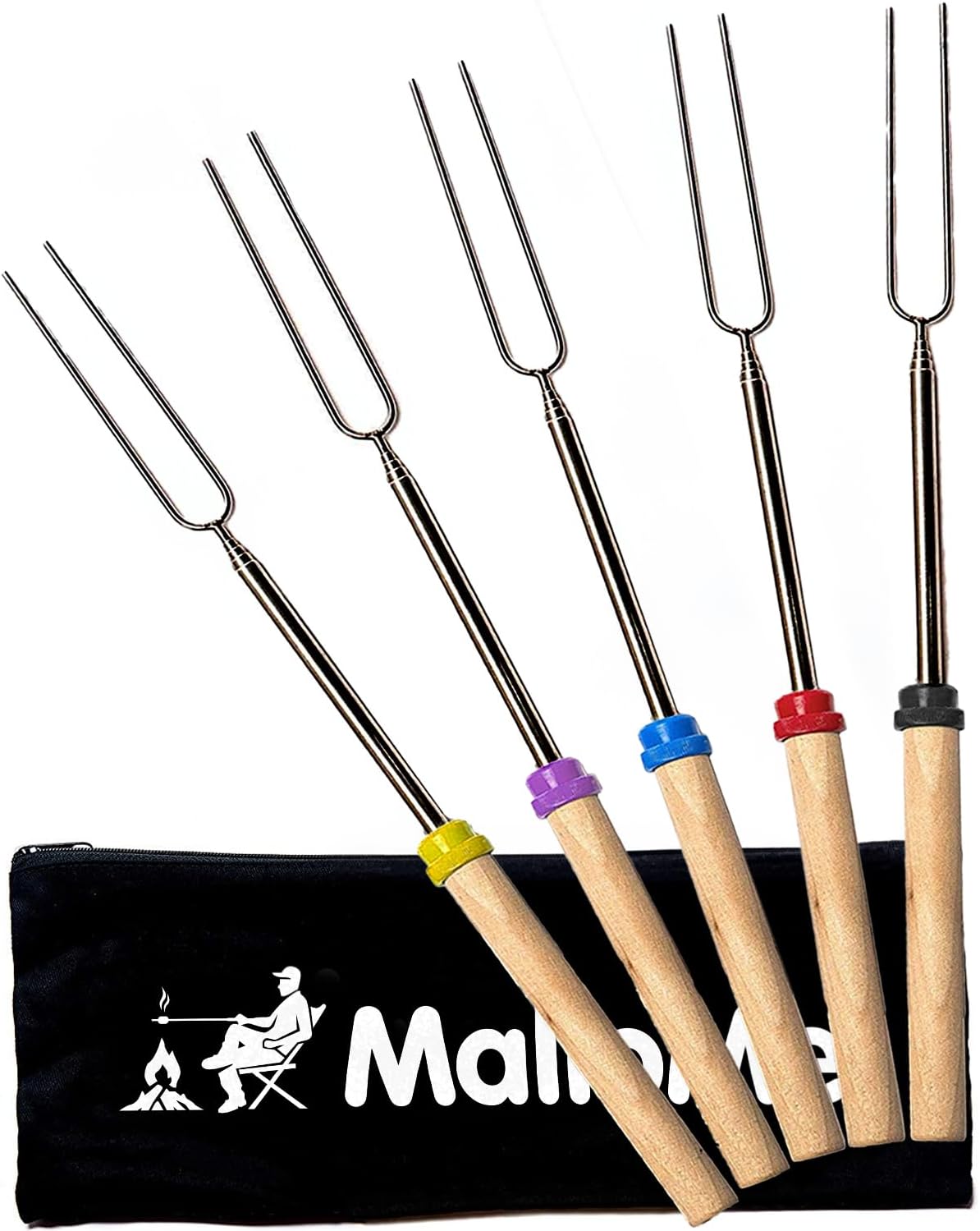MalloMe S'mores Sticks - 32" Marshmallow Roasting Skewers for Campfire Cooking | 5-Pack Outdoor Essentials