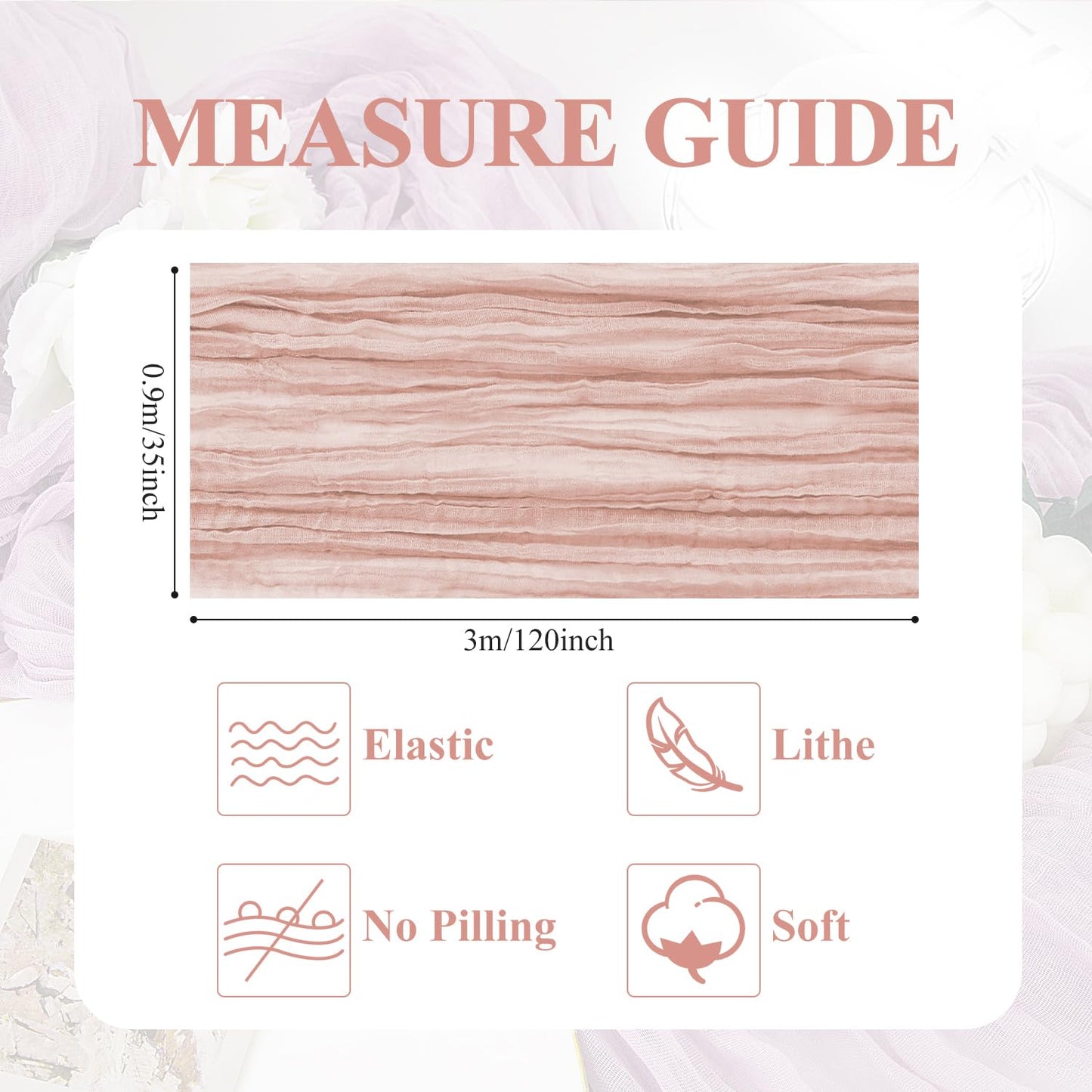 Asee'm Cheesecloth Table Runner 120 Inches Dusty Pink Boho Gauze Cheese Cloth Runner 10FT Rustic Sheer Spring Easter Table Runners for Wedding Baby Shower Holiday Party Decoration