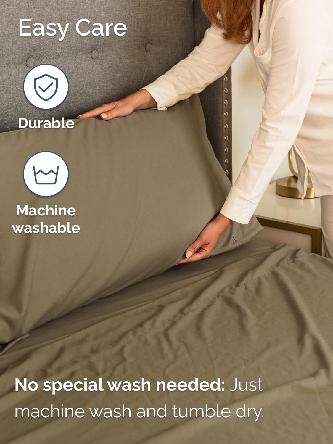 Skiennix Extra Deep Queen Sheet Set - 6-Piece Breathable Cooling Bedding - Soft, Wrinkle-Free Khaki