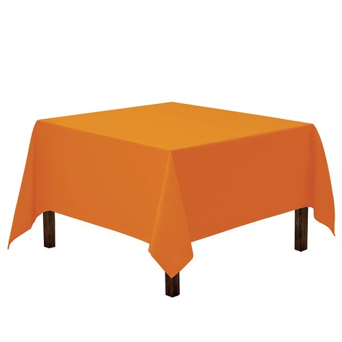Gee Di Moda Square Tablecloth - 85 x 85 Inch Orange Table Cloth for Large Square or Round Tables - Heavy Duty Washable Fabric - for Buffet Table, Holiday Party, Dinner, Wedding & Baby Shower