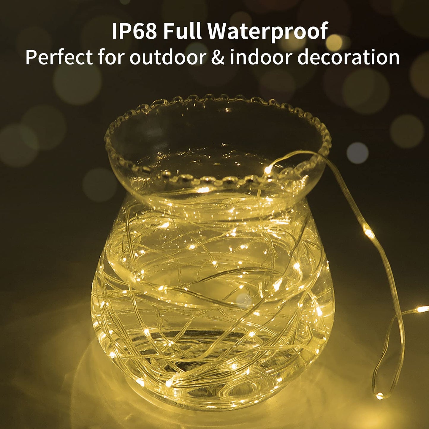 2 Pack Fairy String Lights Plug in, 33Ft 100 Micro Starry LED Twinkle Fairy Lights IP68 Full Waterproof with Remote for Bedroom Garden Christmas Decor (Warm White)