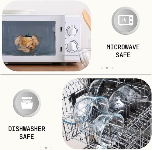 Cuiselect Glass Mixing Bowls Set - 5-Piece Nesting Bowls with Lids | Dishwasher & Microwave Safe, Various Sizes