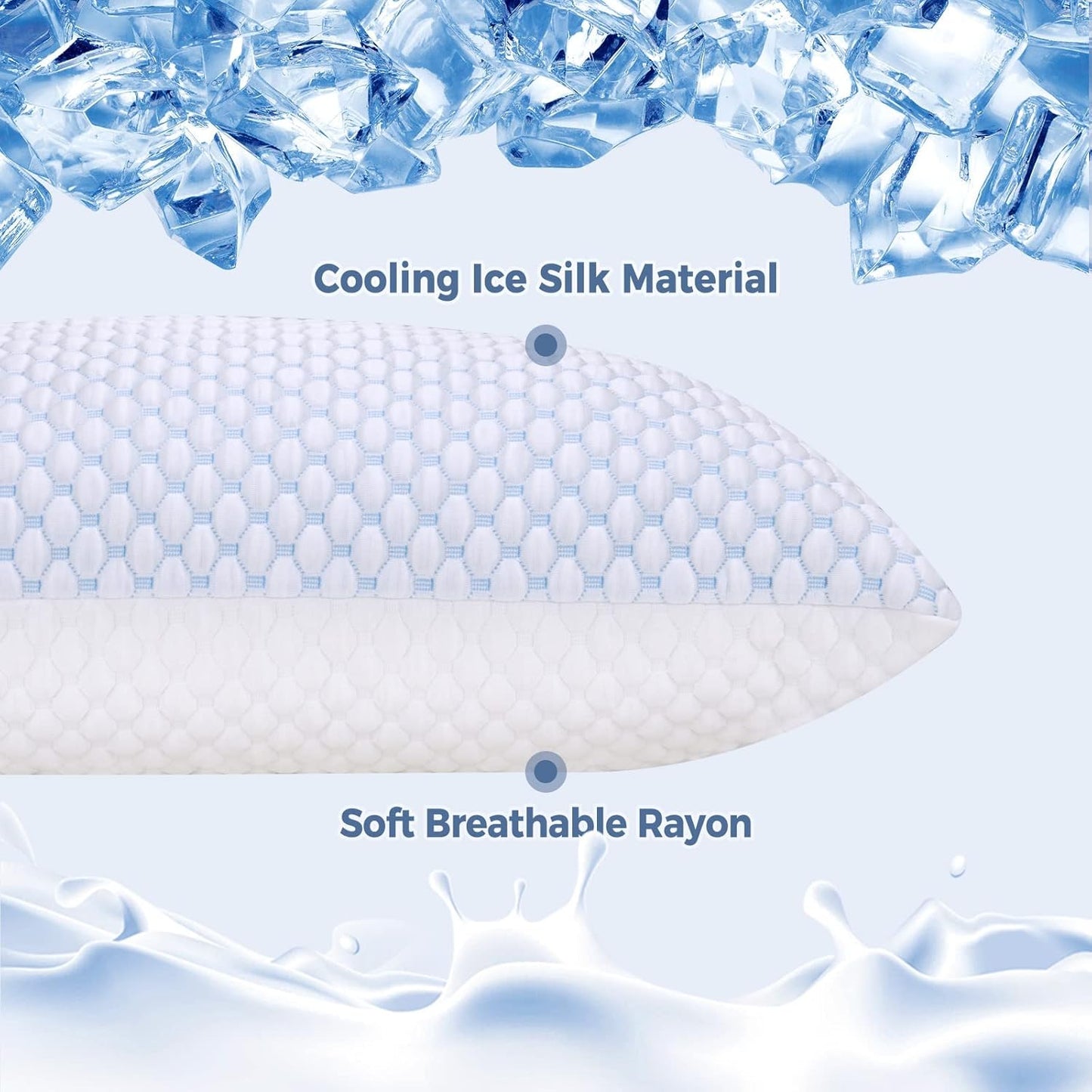OSBED Cooling Memory Foam Pillows - Adjustable Queen Size Set of 2 | Temperature-Regulating & Hypoallergenic