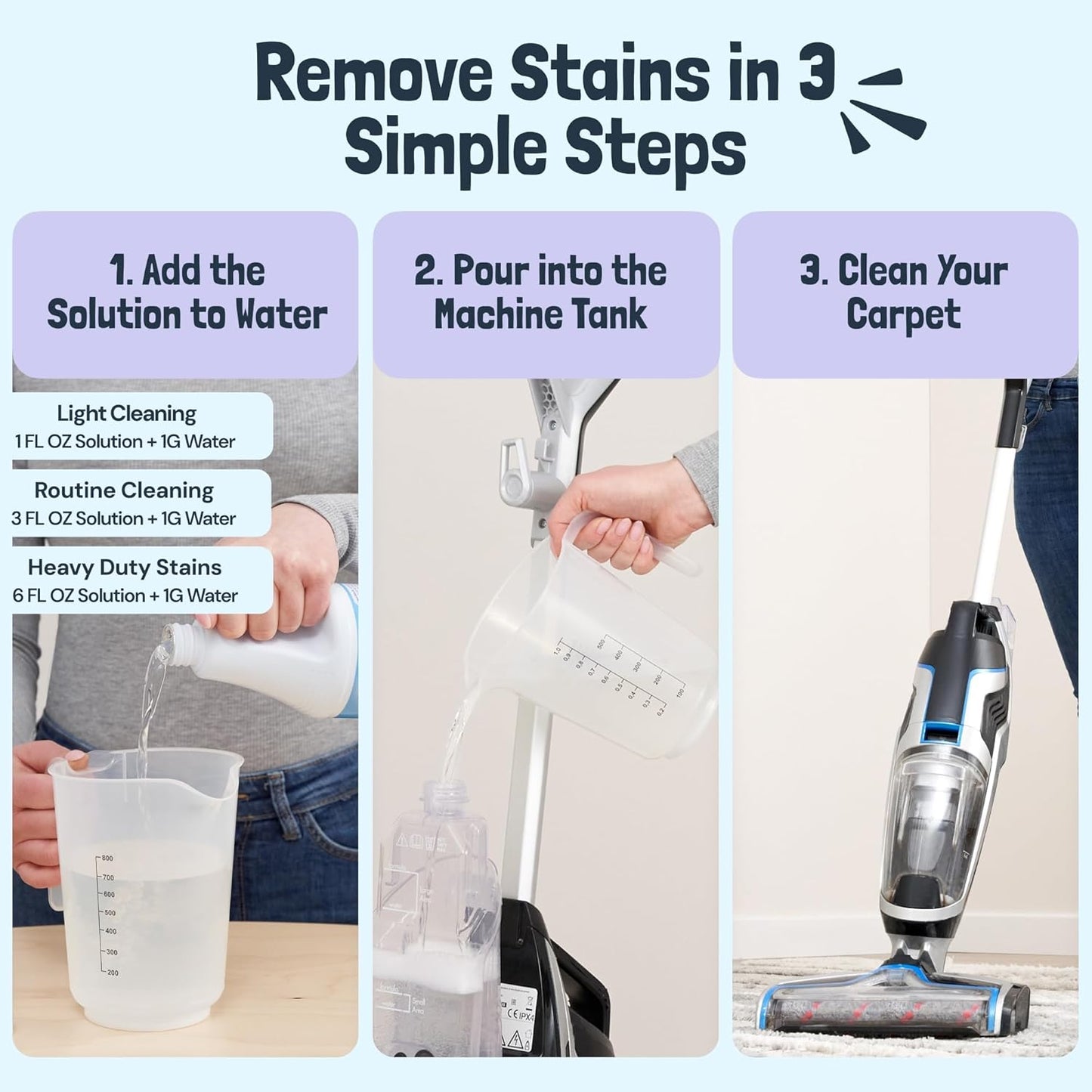 Sunny & Honey Carpet Cleaner Shampoo - Pet Stain Remover & Odor Eliminator - 128 fl oz Light Lavender Solution