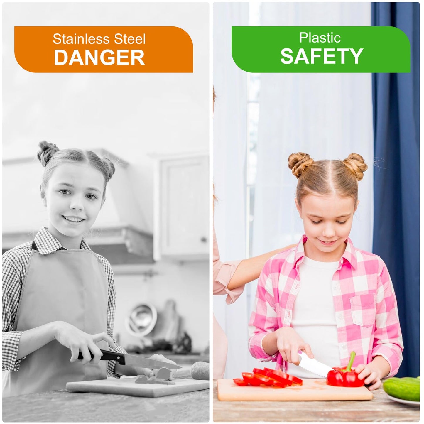 20 PCS Toddler Kitchen Knife Baking Tools Set, Pink Kid Safe Knives for Cutting with Cutting Board