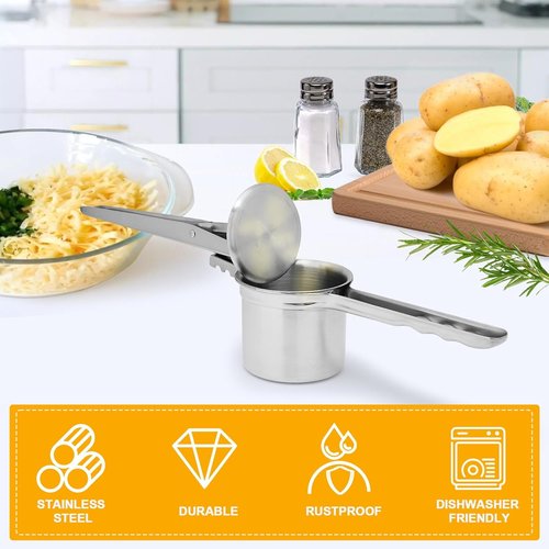 **Skiennix Heavy-Duty Stainless Steel Potato Ricer - 15oz Masher with 3 Interchangeable Discs**