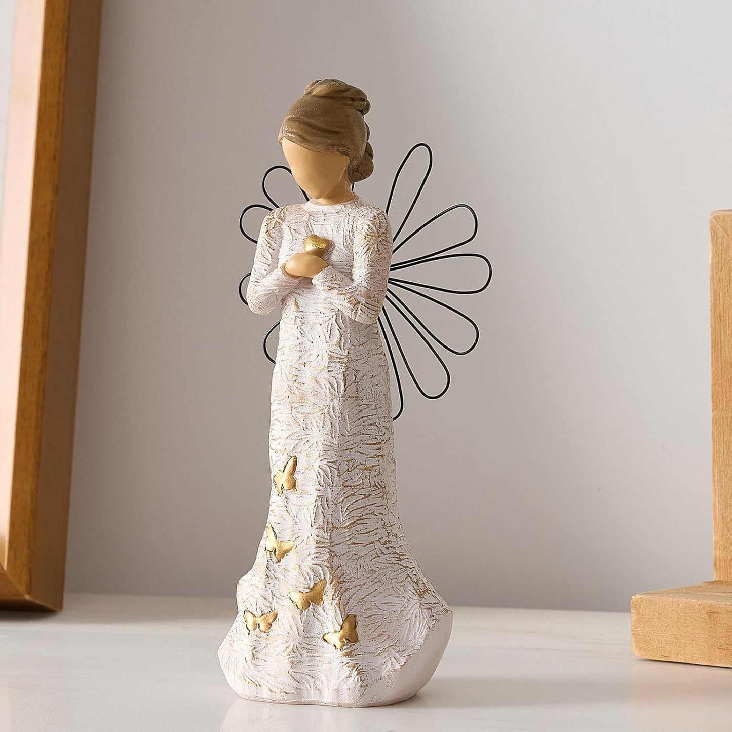 NAN ZAI NAN FANG Sympathy Angel Figurine - Hand-Painted Resin Statue for Loss of Loved Ones | Home Decor Gift