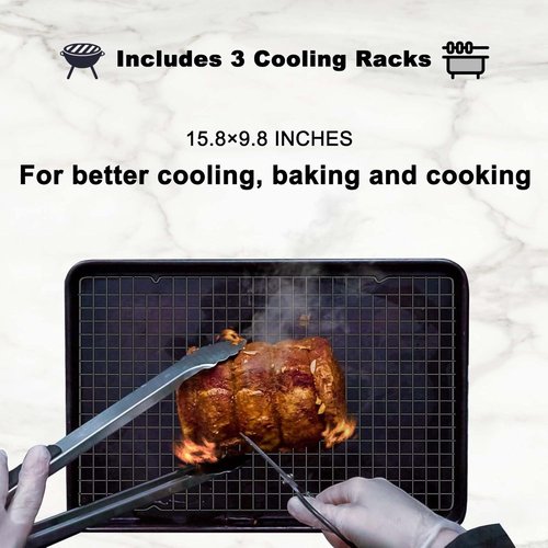 Hunnycook Cooling Rack - 15.8”×9.8” Stainless Steel Baking Rack | Oven Safe for Roasting & Grilling
