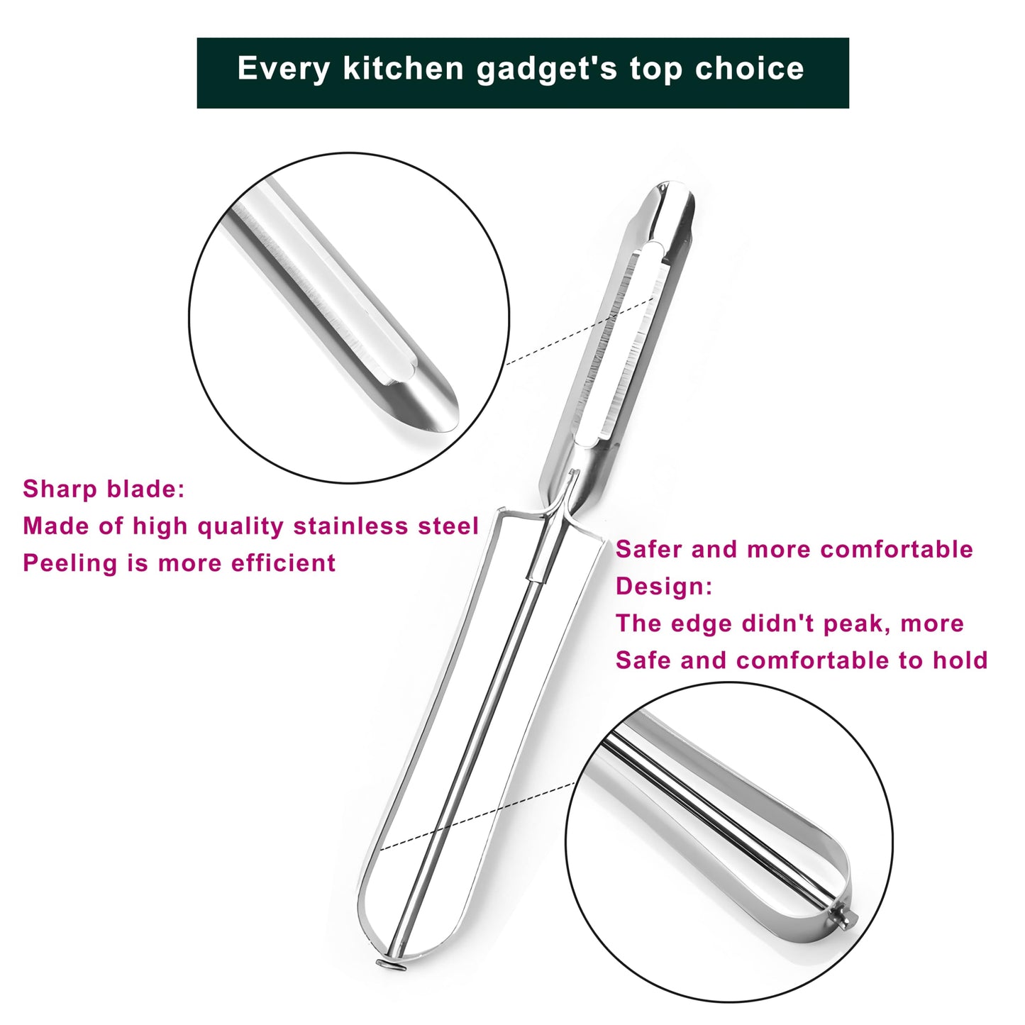 Sokalchw Potato Peelers for Kitchen, 2 Pcs, Just Like Mom's old steel Peeler