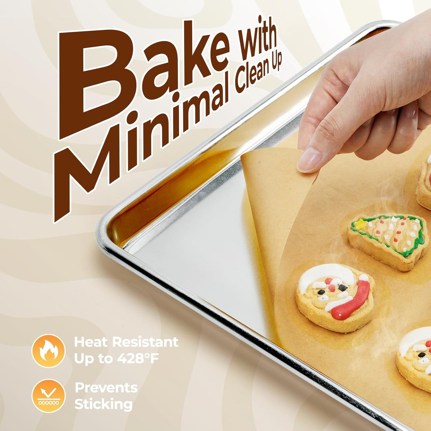 Vailnd Unbleached Parchment Paper Sheets - 220 Pcs Non-Stick Baking Paper, 12'' X 16'' Size | Perfect for Cookies, Bread & Air Frying