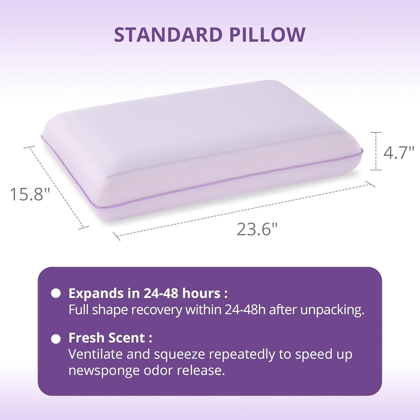 Purple Cooling Pillow - Gel Memory Foam with Reversible Cover | Neck Support for All Sleep Positions