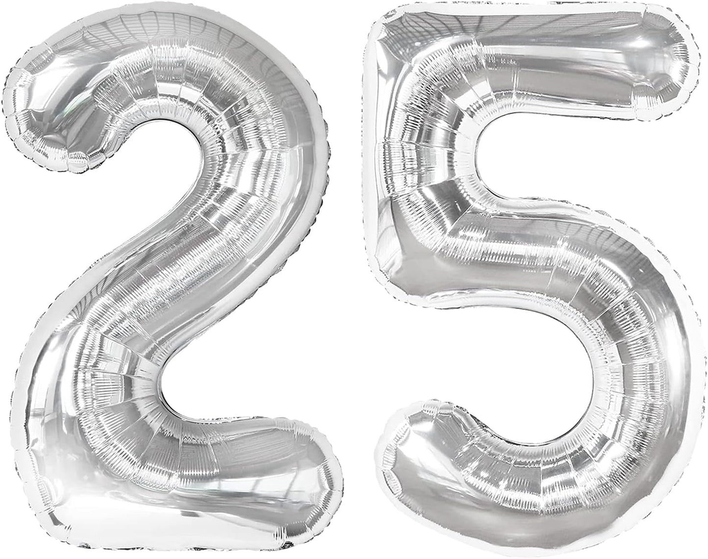 Silver Number 25 Balloon - 40 Inch 25th Birthday Decoration for Men & Women | Elegant Silver Party Supplies