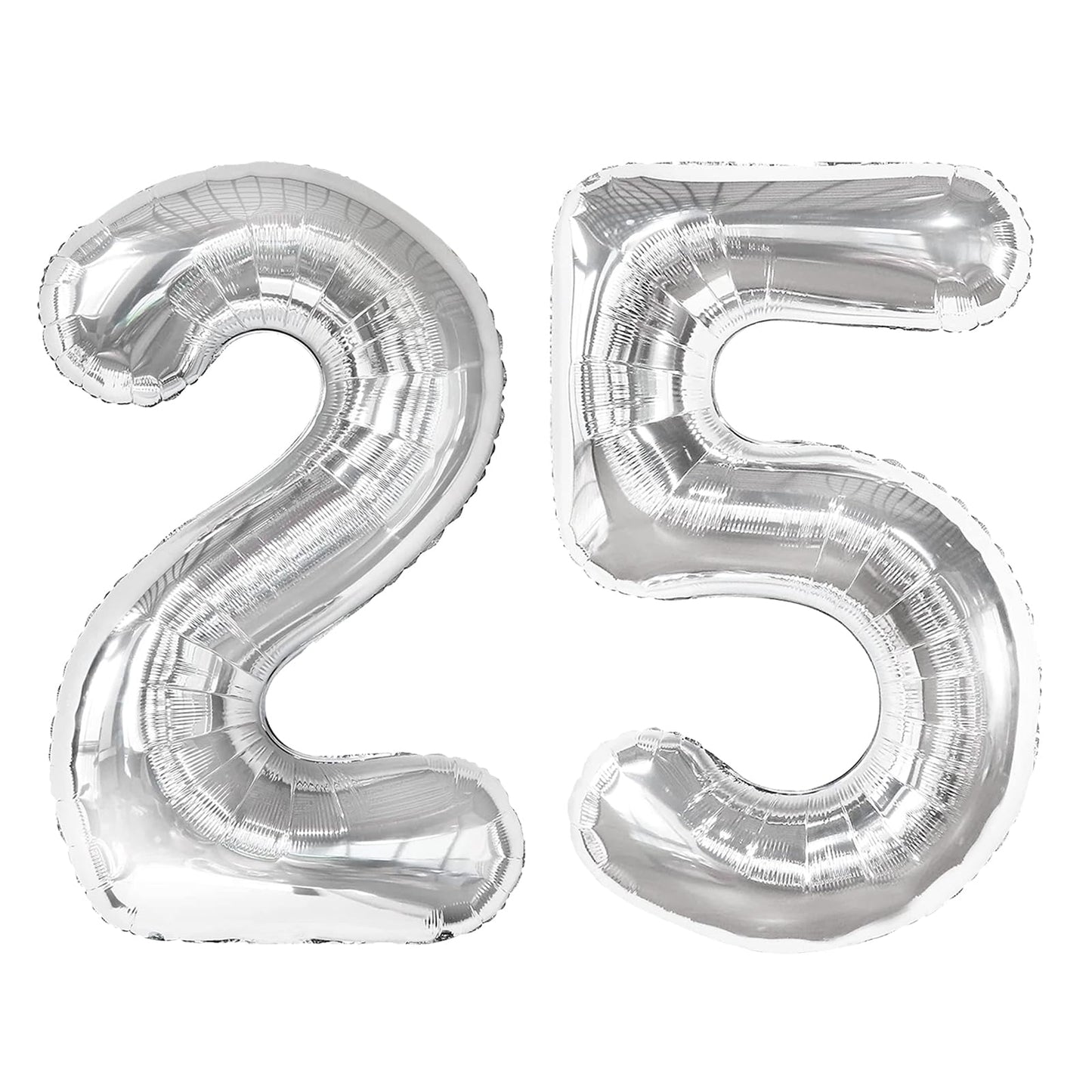 Silver Number 25 Balloon 40 inch, 25 Number Balloons, 25th Silver Birthday Decorations, 25 Year Old Women Men Silver Party Supplies