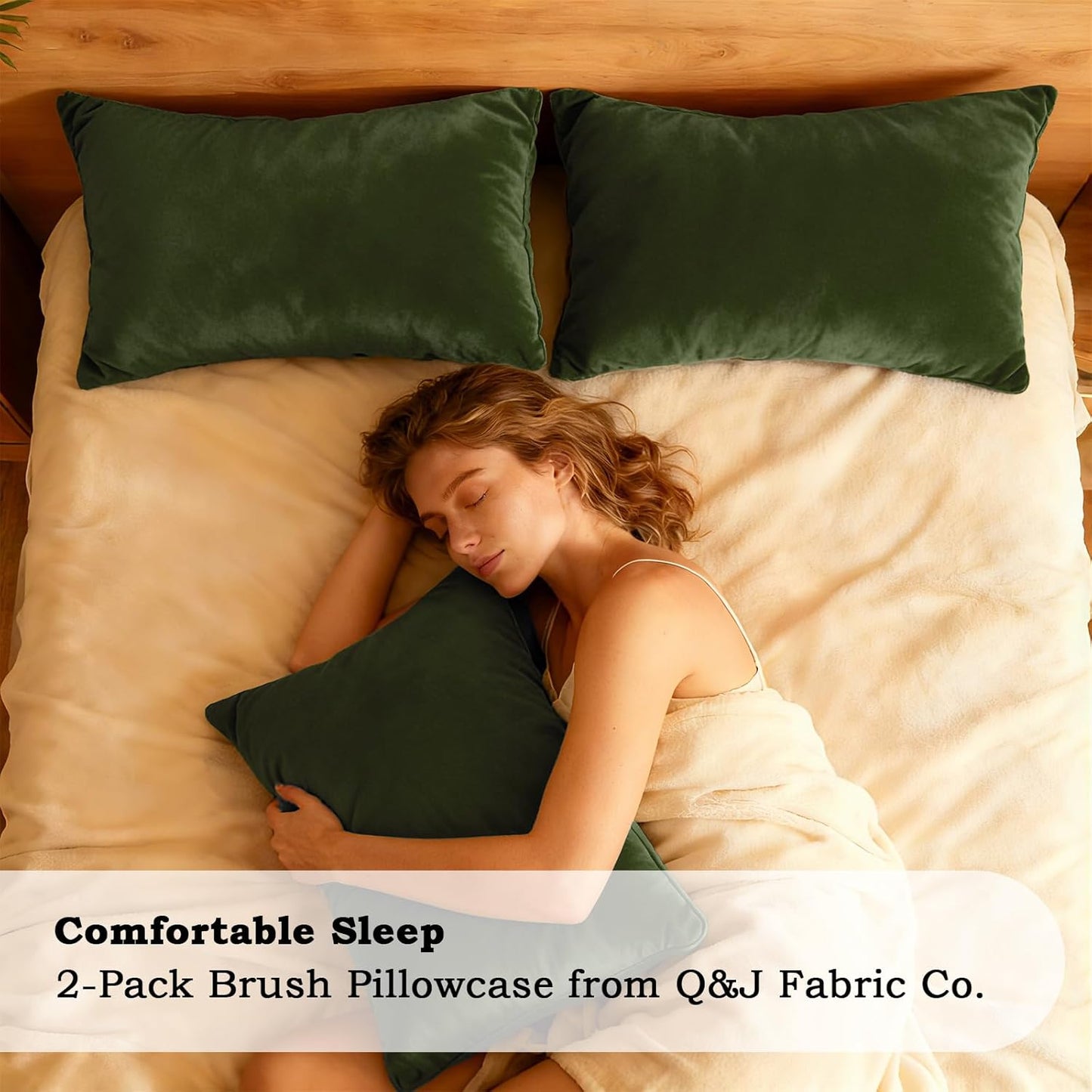 Q&J Fabric Co. Standard Size Pillow Cases - Soft Brushed Microfiber, Wrinkle-Free, Olive Green (Set of 2)