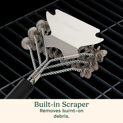 Cuisinart 17” Stainless Steel Grill Brush - Triple Coil Design with Wide Scraper for Easy Cleaning