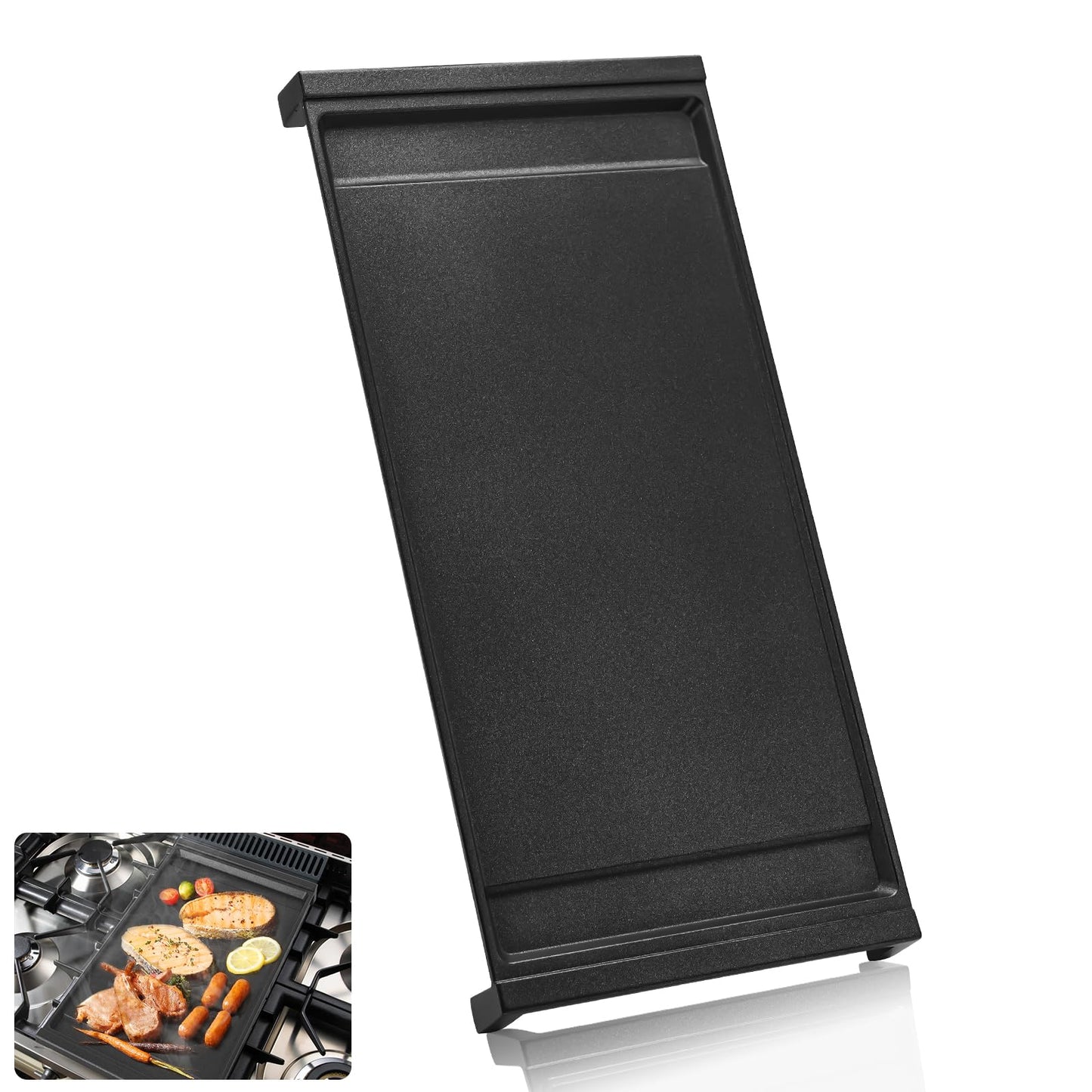 UPGRADED WB31X24738 Cast Iron Griddle Replacement for GE Gas Range, 9×19.5 Inch Nonstick Center Griddle, Food Grade Flat Cooktop Plate for GE Stove Parts