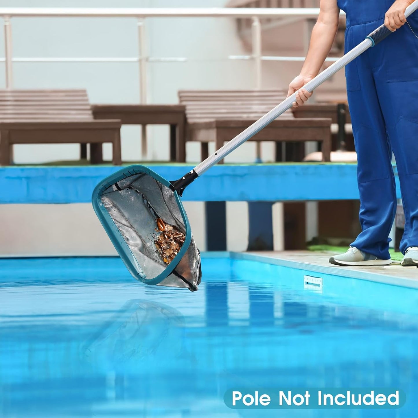 POOLWHALE Pool Skimmer Net - Durable Design with 12ft Adjustable Pole for Easy Cleaning