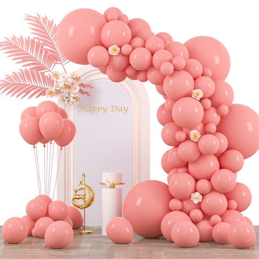 Voircoloria 130pcs Retro Pink Balloons Different Sizes 18" 12" 10" 5" Blush Pink Latex Balloon Garland Arch Kit for Birthday Baby Shower Valentine's Day Wedding Anniversary Party Decorations