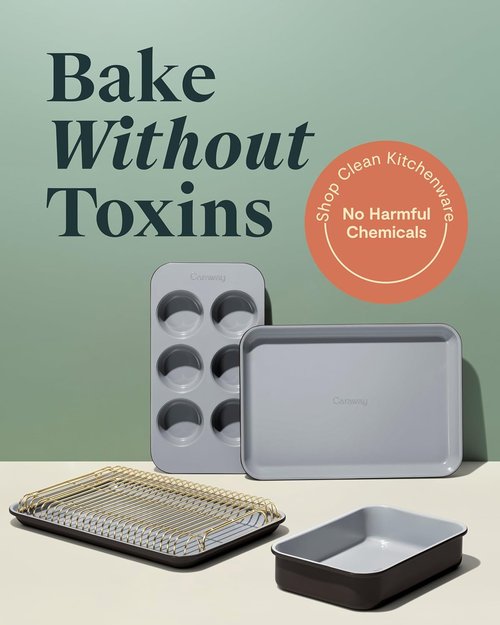Caraway Mini Bakeware Set - Non-Stick, Non-Toxic Ceramic Coating - Compact Baking Pans for Small Kitchens - Black