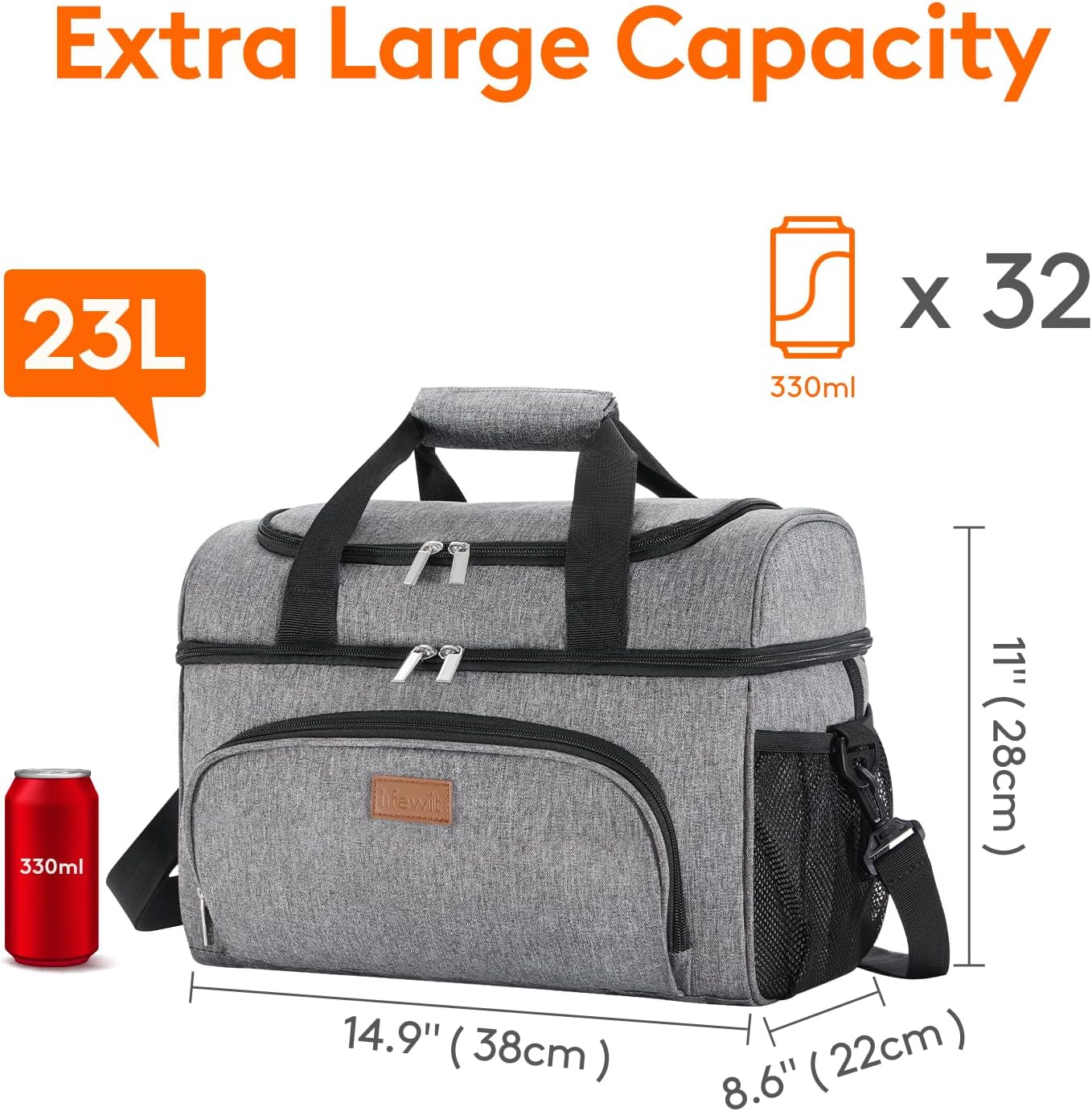 Lifewit Insulated Cooler Bag - Large 32/48 Can Leakproof Beach Cooler | Lightweight Double Layer Soft-Sided Ice Chest for Travel