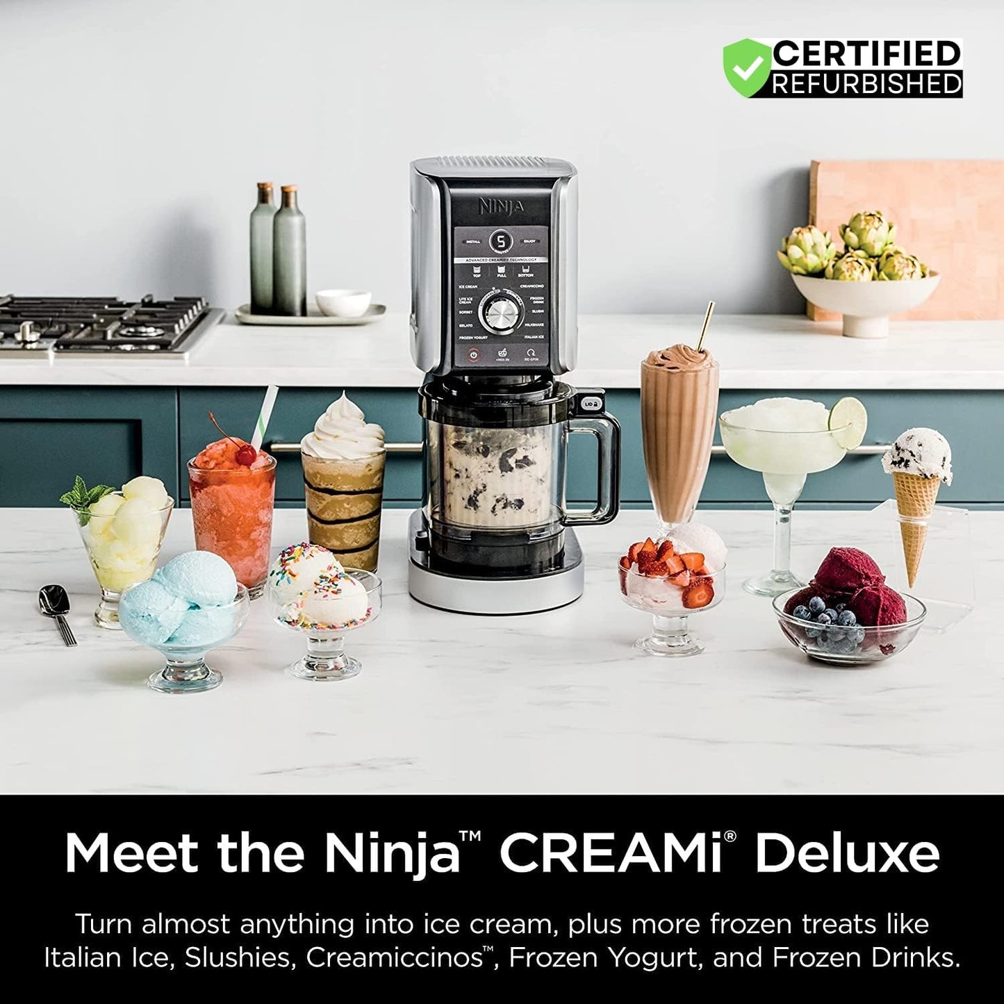 Ninja NC501 CREAMi Deluxe 11-in-1 XL Ice Cream Maker - Silver Bundle with 6 Pints & Lids