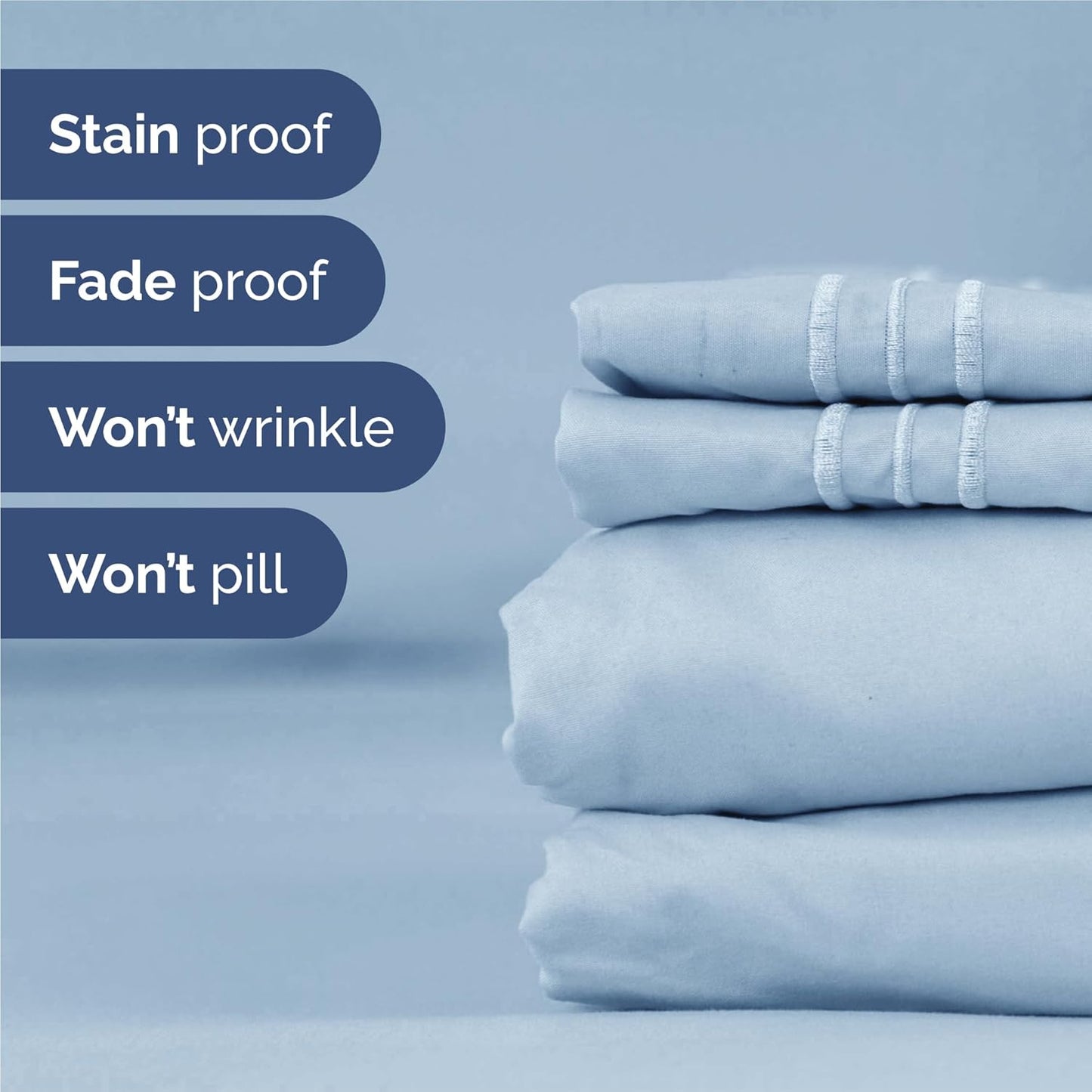 Sky Blue Split King Size 5-Piece Sheet Set | Comfy, Breathable & Cooling Luxury Bedding - Deep Pockets, Soft & Wrinkle-Free