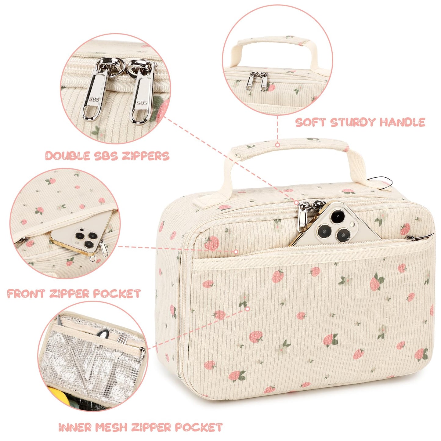 Lunch Box for Kids Girls Insulated Lunch Bags Toddler Lunch Tote Bag Thermo Picnic Cooler Bag for School Children