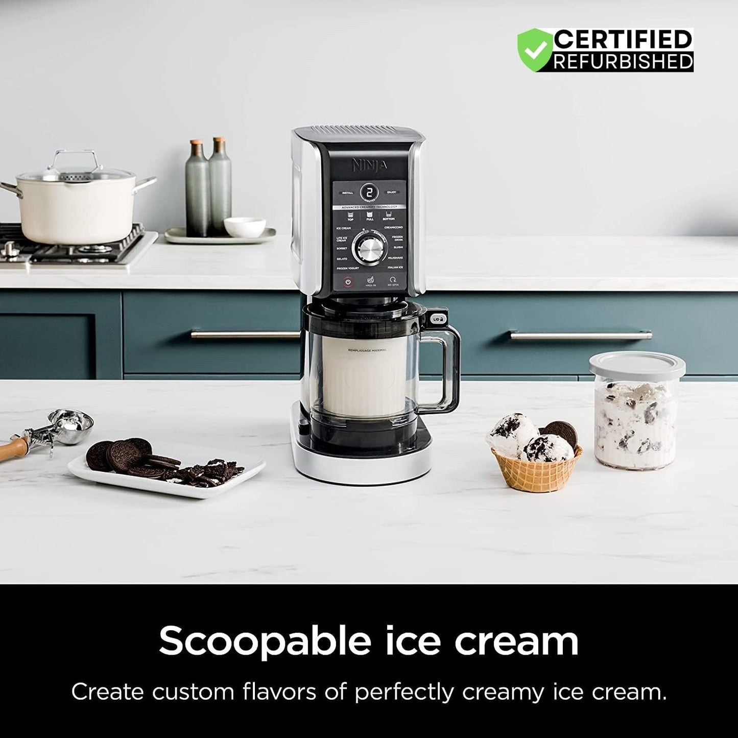 Ninja NC501 CREAMi Deluxe 11-in-1 XL Ice Cream Maker - Silver Bundle with 2-Year Protection Plan
