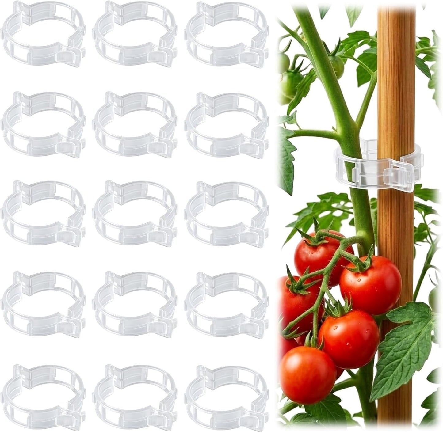 Skiennix 100pcs Tomato Clips - Reusable Plastic Trellis Support for Healthy Climbing Plants